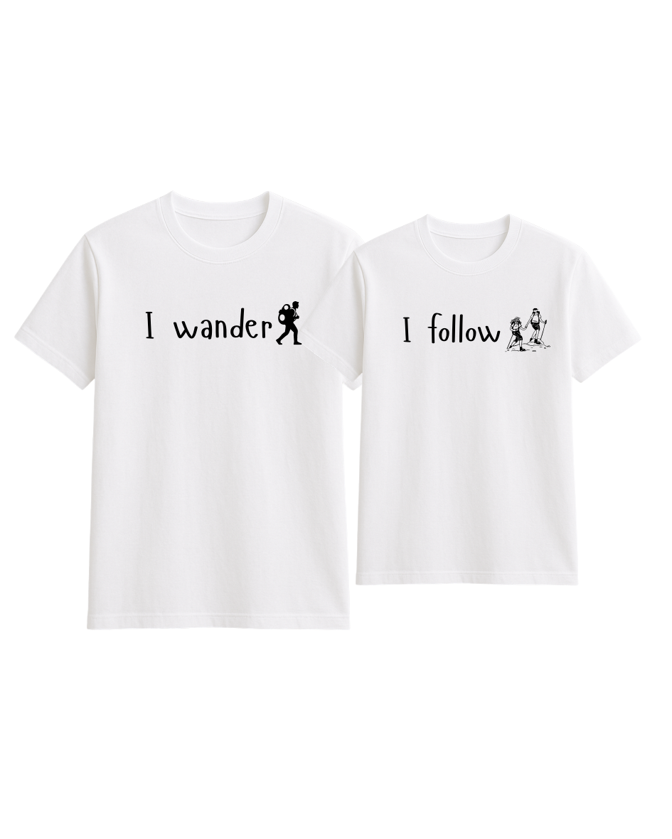 White (3) Travelling Couple - I wander, I follow Tees - Image 2